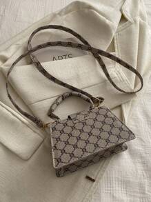 Bolso cuadrado pequeño casual de estilo práctico con cordón y cierre llamativo - Caqui - Ver 5