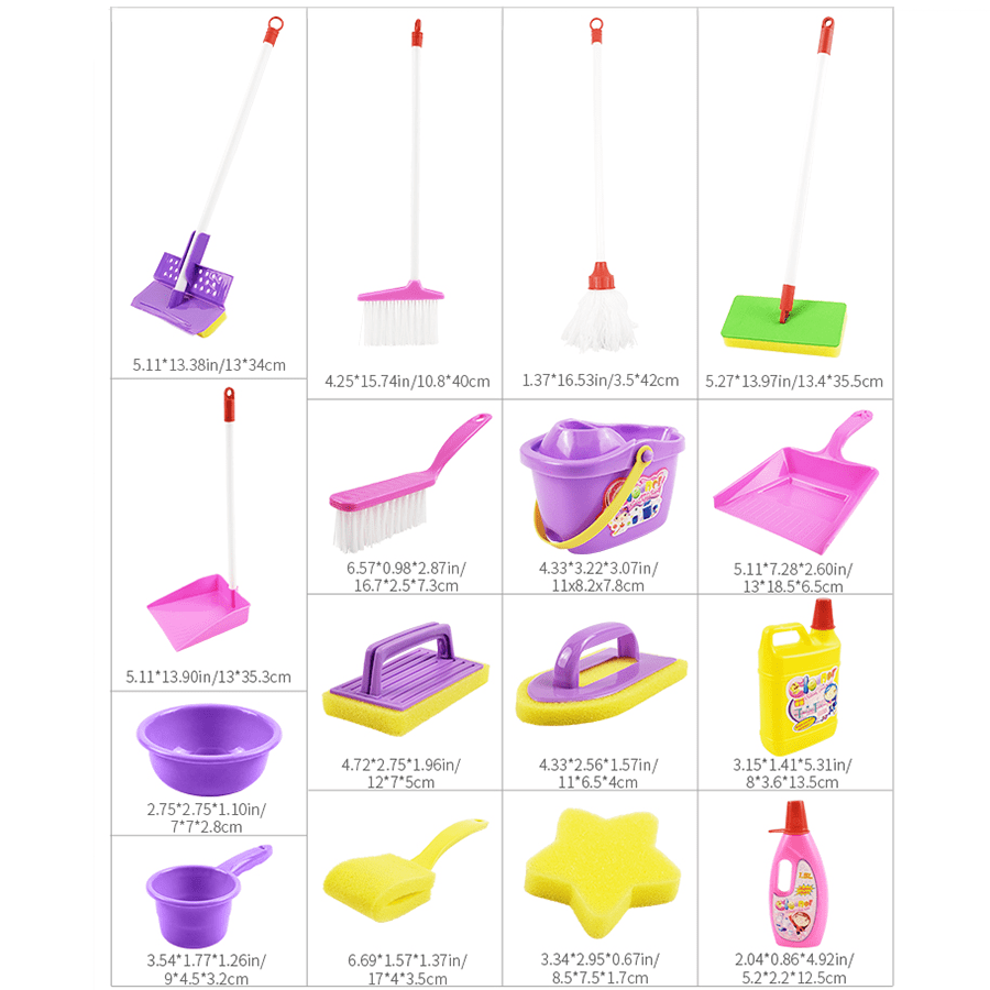 16pcs Cleaning Toy Set With Realistic Cleaning Tools, Educational