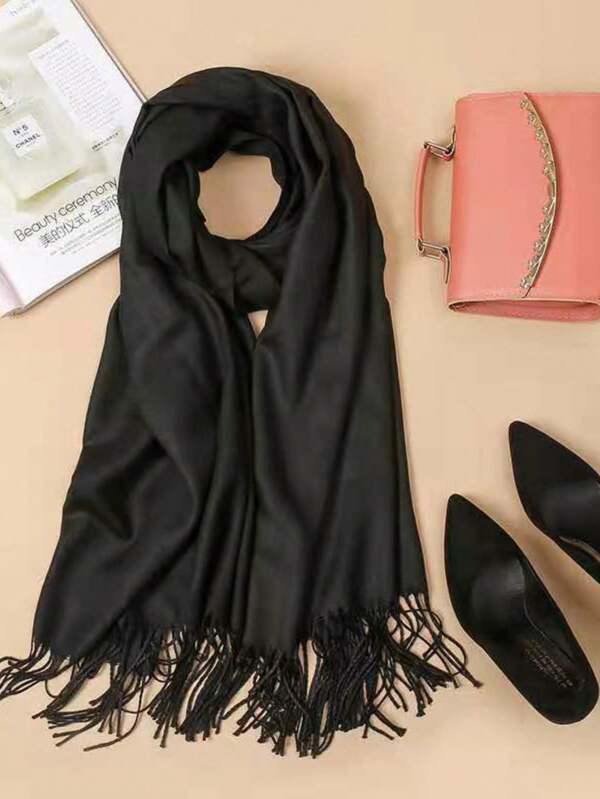 Lenço Preto Cachecol Feminino Quente Cores Inverno