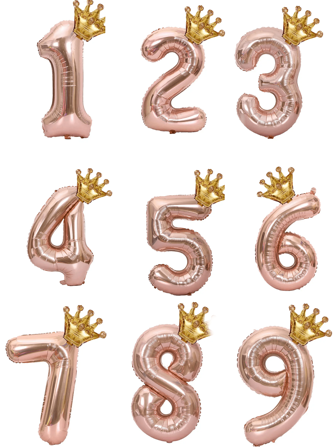1 Pc Rose Gold 32 "Crown Digital Balloon Birthday Decoration Balloon Digital Crown Aluminum Film Balloon, Birthday Party Dress Up