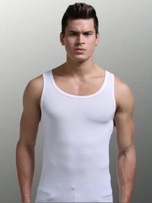 Men's Summer Slim Fit Athletic Tank Tops Innerwear White Sweatshirt Set For Sports, 2pcs White - Multicolor - View 2