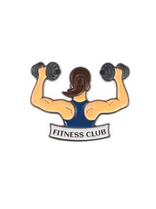 1件運動健身搪瓷針，啞鈴健身俱樂部胸針袍扣包徽珠寶贈品適用於男性朋友 - 彩色 - 查看 9