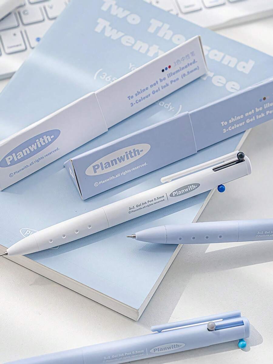 1支3合1筆,具有不漏字的設計,多色螢光筆和簽名筆 - 彩色 - 查看 1