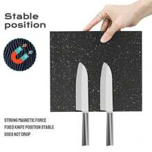 Magnetic Knife Holder Knife Block Rack Kitchen Organisation Cutlery Set Storage - Black - View 3
