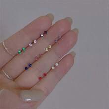 1pair 925 Sterling Silver Small Colored Diamond Single Dumbbell Stud Earrings Suitable For Women's Daily Wear