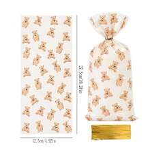 Set de 50 piezas/100 piezas Bolsas de plástico para empacar regalos de dulces de oso, galletas, postres, suministros de decoración para fiesta de cumpleaños, baby shower
