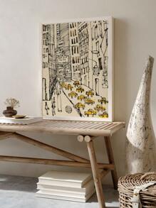 1份帆布海報,無框,現代藝術,繁忙的紐約小黃車藝術海報,牆壁裝飾,帆布印刷,用於臥室、客廳、走廊的理想禮物,牆藝、牆面裝飾、秋季裝飾、房間裝飾
