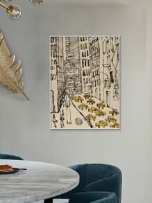 1份帆布海報,無框,現代藝術,繁忙的紐約小黃車藝術海報,牆壁裝飾,帆布印刷,用於臥室、客廳、走廊的理想禮物,牆藝、牆面裝飾、秋季裝飾、房間裝飾