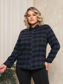 Plus Size Blouses - Navy Blue - View 5