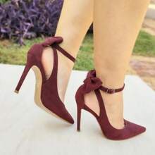 Sapato scarpin laço marsala feminino salto 11cm