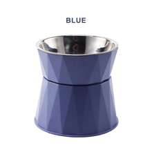 PETSIN Large Capacity Raised Cat Bowl With Stainless Steel Dog Bowl, Detachable Triangle Pattern Pet Bowl