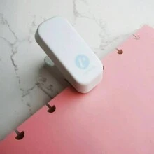 迷你手提蘑菇造型1孔打孔機,diy裝訂書籍,製作書籍、筆記本和日記 - 藍白色 - 查看 1