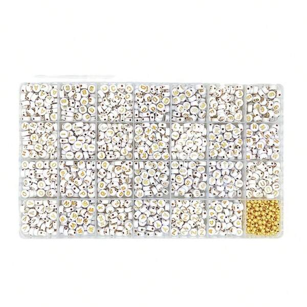 مجموعة صنع الحلي والأساور بتصميم الحروف الأبجدية 26حرفًا 1000قطعة/طقم