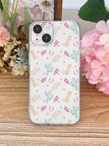1pc Western Style Painted Cactus Print Phone Case Compatible With IPhone/ Compatible With Samsung,International Version, Not The Domestic Version - Multicolor - View 2