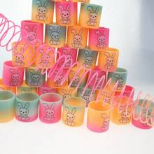 12 件彩虹螺旋弹簧玩具，生日派对专用，彩色彩虹霓虹塑料圆形弹簧玩具，趣味玩具礼物填充物品，颜色随机 - 兔子 - 查看 2