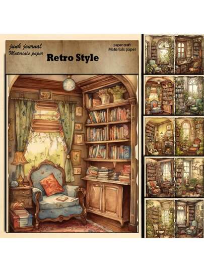 5 Sheets Vintage Cabin Style Material Paper With European Style Flowers And Plants Patterns, Suitable For Scrapbooking, Office Supplies, Student Learning, Party Decoration & Gifts, Handmade Cards, Diy Origami, Wrapping Gift Boxes, Explosion Boxes, For The Occasions Like New Year, Valentine's Day & Easter Back To School