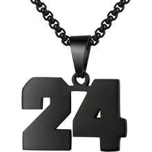 1 件装不锈钢运动员足球幸运数字项链男式足球篮球数字项链男女最佳朋友礼物 - 黑色 - 查看 83