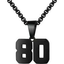 1 件装不锈钢运动员足球幸运数字项链男式足球篮球数字项链男女最佳朋友礼物 - 黑色 - 查看 25