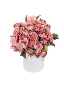 1 bó hoa mẫu đơn nhân tạo 7 bông, dùng trang trí nội thất khách sạn, đám cưới, hoa giả trang trí nhà cửa mùa thu. - Màu Hồng Tươi - Xem 5