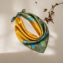 100%桑蠶絲製成,25.59英寸油畫絲巾,梵谷絲巾,柔軟透氣的圍巾頭巾,適合派對,婚禮,音樂會等活動 - 油畫 風景畫 經典 奢華 典雅 婚禮 派對 - 查看 5