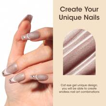 Gellen Esmalte Gel Com Efeito De Olho De Gato 10ml Glitter Arco-íris Magnético, Esmalte Gel De Brilho Para Unhas Com Efeito De Cat Eye, Conjunto De Manicure Para Casa Ou Salão Com Pau De Magnetismo Cor Rosa Transparente Galáxia