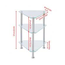 Sofa Side Table For Living Room, Triangle Glass Side Table For Bathroom Corner, End Table Coffee Table For Small Places - 白色 - 查看 3