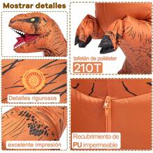 Disfraz Inflable De Dinosaurio T-rex Para Adultos, Divertido Dino Halloween Disfraces Fiesta Cosplay - Marrón - Ver 3