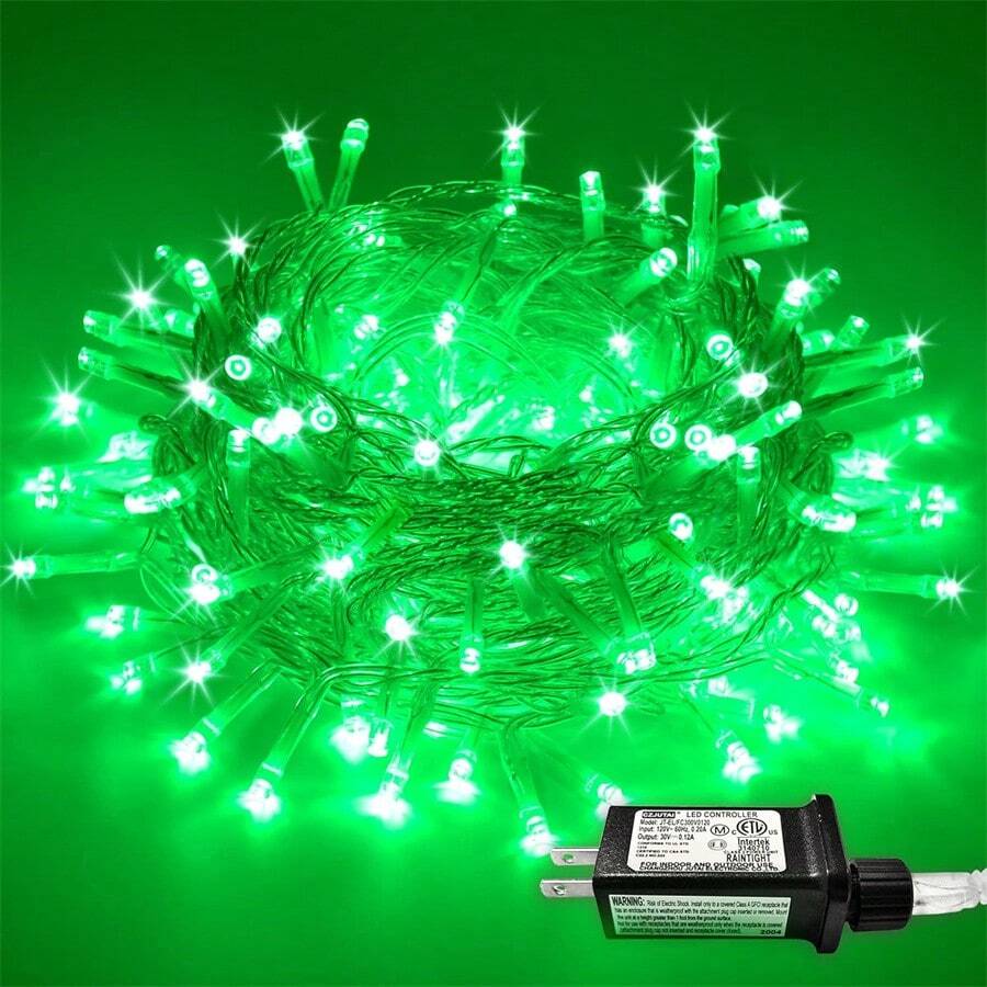 JMEXSUSS Green Lights For Halloween Decor, 66ft 200 LED Green String Christmas Lights Outdoor Indoor, Clear Wire Christmas Light Plug In For Garden Party Christmas Tree Halloween Decorations - Green - View 1