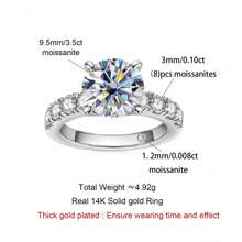 Laboratory-Created Moissanite Decor Silver Ring Wedding Engagement Bridal Jewelry - White - View 3