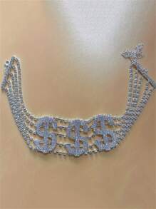 Modny naszyjnik ze znakiem dolara, spersonalizowany naszyjnik choker z wielowarstwowymi kryształkami