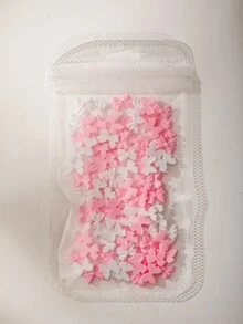 1包y2k可愛粉白色樹脂蝴蝶結3d指尖裝飾diy霧面2色混合大蝴蝶結平底可愛女性休閒藝術指甲藝術配件 - 彩色 - 查看 4