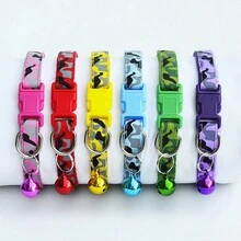 1只寵物1.0布項圈,迷彩鈴鐺項圈貓項圈 - 彩色 - 查看 1