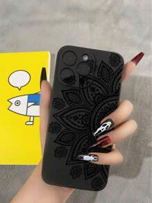 1个时尚印花防摔软手机壳，简约实用多功能防水防震防刮 - 黑色 - 查看 4