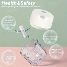 Usb可充電電動蒜頭切割機,迷你便攜式蔬菜切割機,250毫升洋蔥研磨機,蔬菜攪拌機,無線廚房食品處理器,適用於生薑,辣椒,水果,肉類等 - 250ml綠色 - 查看 5