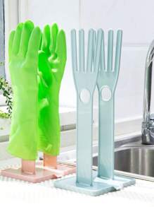 Estante De Secado De Guantes De Lavavajillas De Plástico Con Soporte Para Esponja, Escurridor Para Platos De Encimera De Cocina, Estante Colgante Para Utensilios - Azul - Ver 1