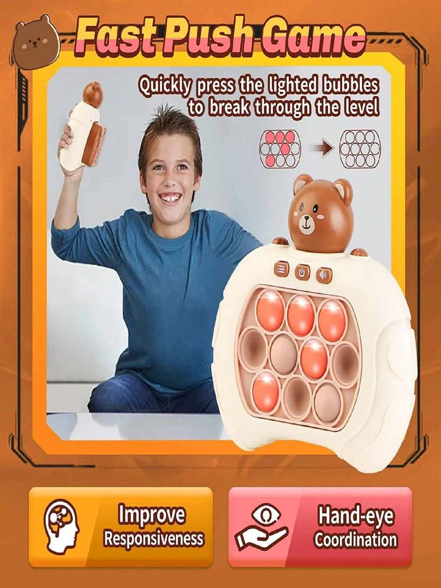 Brown Mole Whacking Machine, Cartoon Style Push The Button Game