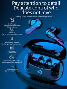 Ture Wireless Earbuds, In-Ear Headphones  BT 5.3 Stereo Earphones, IPX4 Waterproof, Immersive Sound Premium Deep Bass Headset - Black - View 9