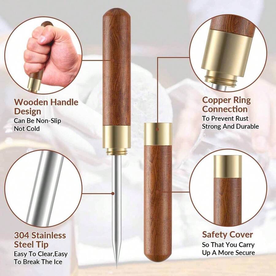 Ice Carving Knife, 3Prong Ice Pick, Ice Carving Fork, Round Ice Ball