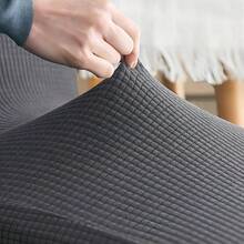 1pc Waterproof Waffle Slipcovers For Sofa Bed (Beige), Stretchy & Machine Washable Sofa Bed Protector Without Armrests - Beige - View 6