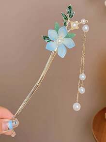 1 Miếng Mới Phong cách Trung Quốc Thanh lịch Chiếc kẹp tóc Với Hình bông hoa Trang trí Và Tua chi tiết Đối với Của phụ nữ Hằng ngày Kiểu tóc - Nhiều màu - Xem 7