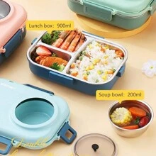 Caja térmica para almuerzo de 1100ml, envase para almuerzo de acero inoxidable para niños, oferta del - Verde - Ver 6