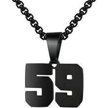 1 件装不锈钢运动员足球幸运数字项链男式足球篮球数字项链男女最佳朋友礼物 - 黑色 - 查看 99
