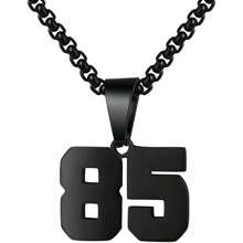 1 件装不锈钢运动员足球幸运数字项链男式足球篮球数字项链男女最佳朋友礼物 - 黑色 - 查看 98