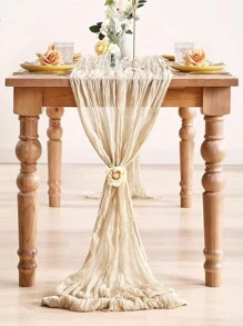 5 Peças Trilho de Mesa Plissado de Cor Sólida 90*180cm, Decoração de Corredor de Mesa para Casamento, Aniversário, Feriado, Festival, Natal