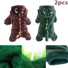 Disfraz De Dinosaurio Para mascota Gato O Perro Sudadera 2pk diseño de dinosaurio de mascota felpa - Verde Oscuro - Ver 2