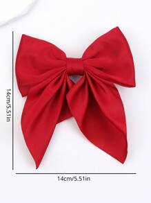 1pc Red Hair Bow For Girls,Solid Color Elegant Hair Clip  With Tail,Girls Holiday Wedding Party Headpiece,Kids Hair Accessories