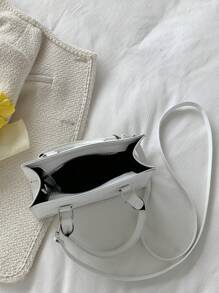 1 Cartera Para Teléfono De Material Pu Sólido Con Cierre De Cremallera, Bandolera/minibolso Cuadrado De Mano Elegante Y Moderno Para Uso Diario De Las Mujeres - Blanco - Ver 8