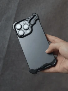 1 件奢华设计师外星人弧形手机壳 + 玻璃相机膜适用于 16 15 14 13 Pro Max Plus 酷炫相机保护防摔柔软硅胶套防水防震防刮 - 黑色 - 查看 4