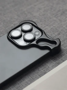 1 件奢华设计师外星人弧形手机壳 + 玻璃相机膜适用于 16 15 14 13 Pro Max Plus 酷炫相机保护防摔柔软硅胶套防水防震防刮 - 黑色 - 查看 7