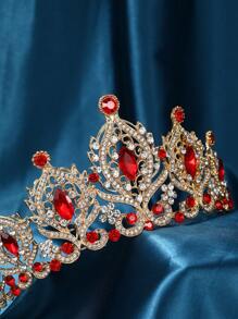 女士皇冠，巴洛克水晶水钻头饰配饰，适合公主女孩女王新娘生日婚礼舞会服装派对皇室 - 彩色 - 查看 12